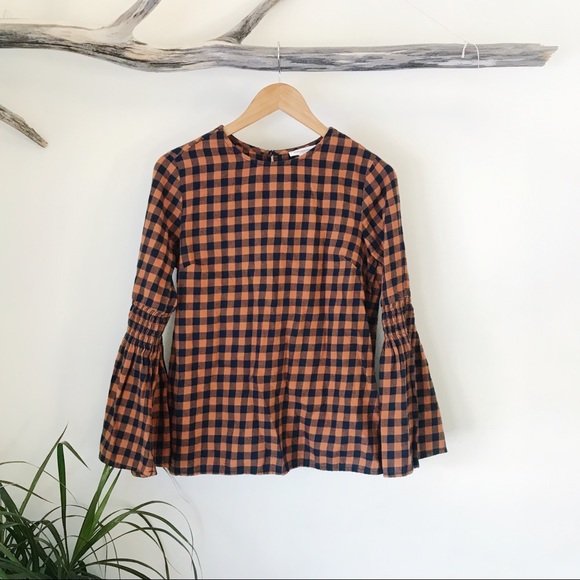 beachlunchlounge Tops - BeachLunchLounge | Roberta Flannel Bell Sleeve Top